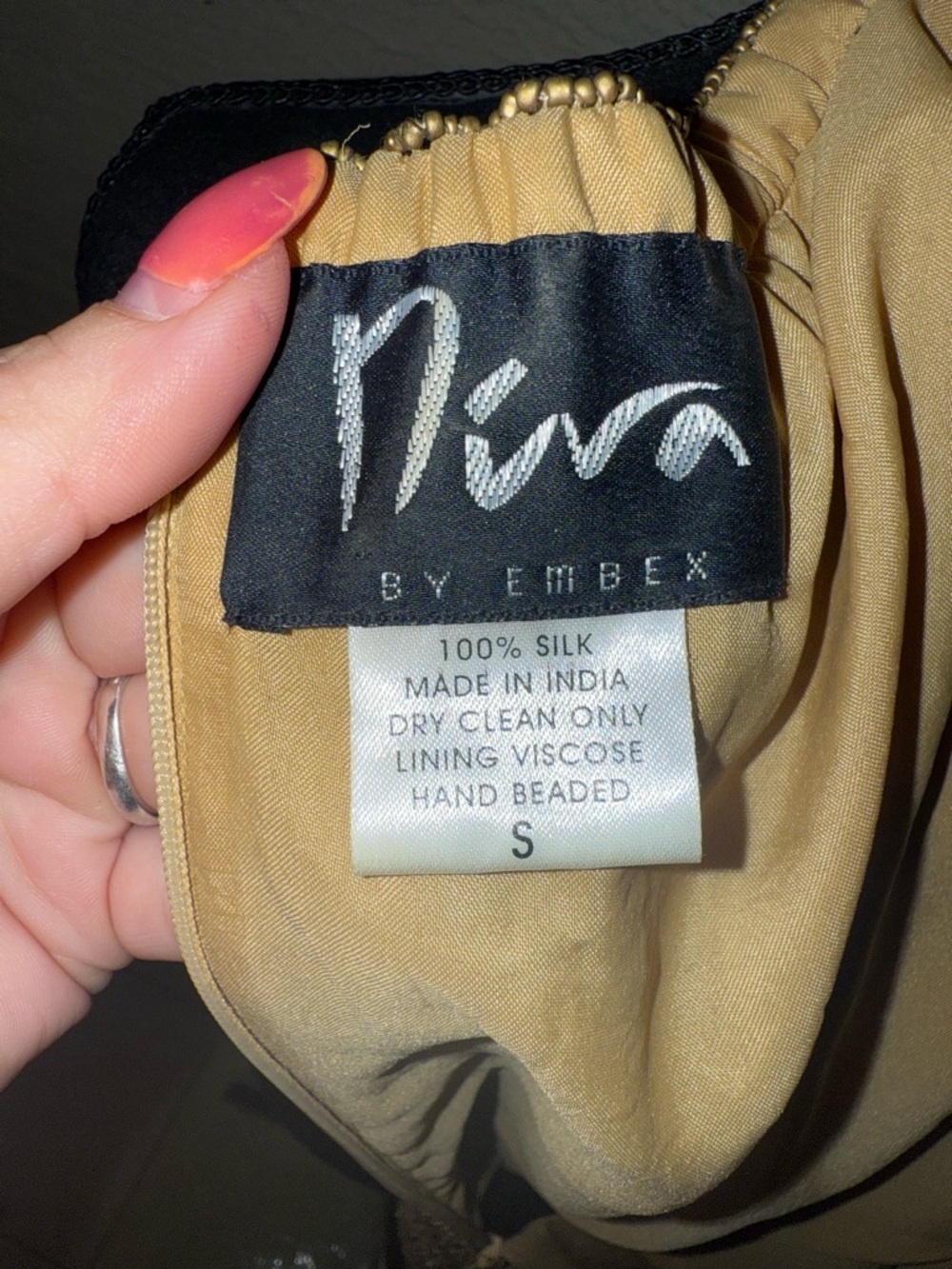 Vintage Niva by Embex Gold Beaded Silk Cami Y2K Disco Glam Top-Small - Picture 8 of 13